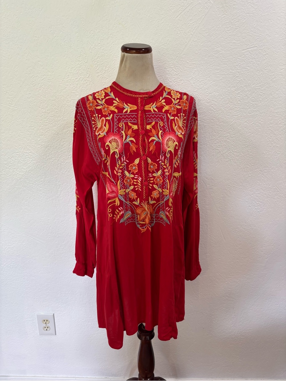 Johnny Was Red Embroidered Tunic Dress - Picture 13 of 13
